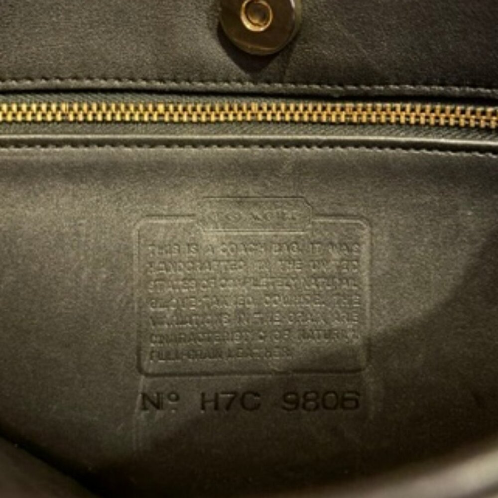 Vintage Coach Black Equestrian Bag with Long Strap, Gold Hardware, and Bag Tag - Picture 13 of 14